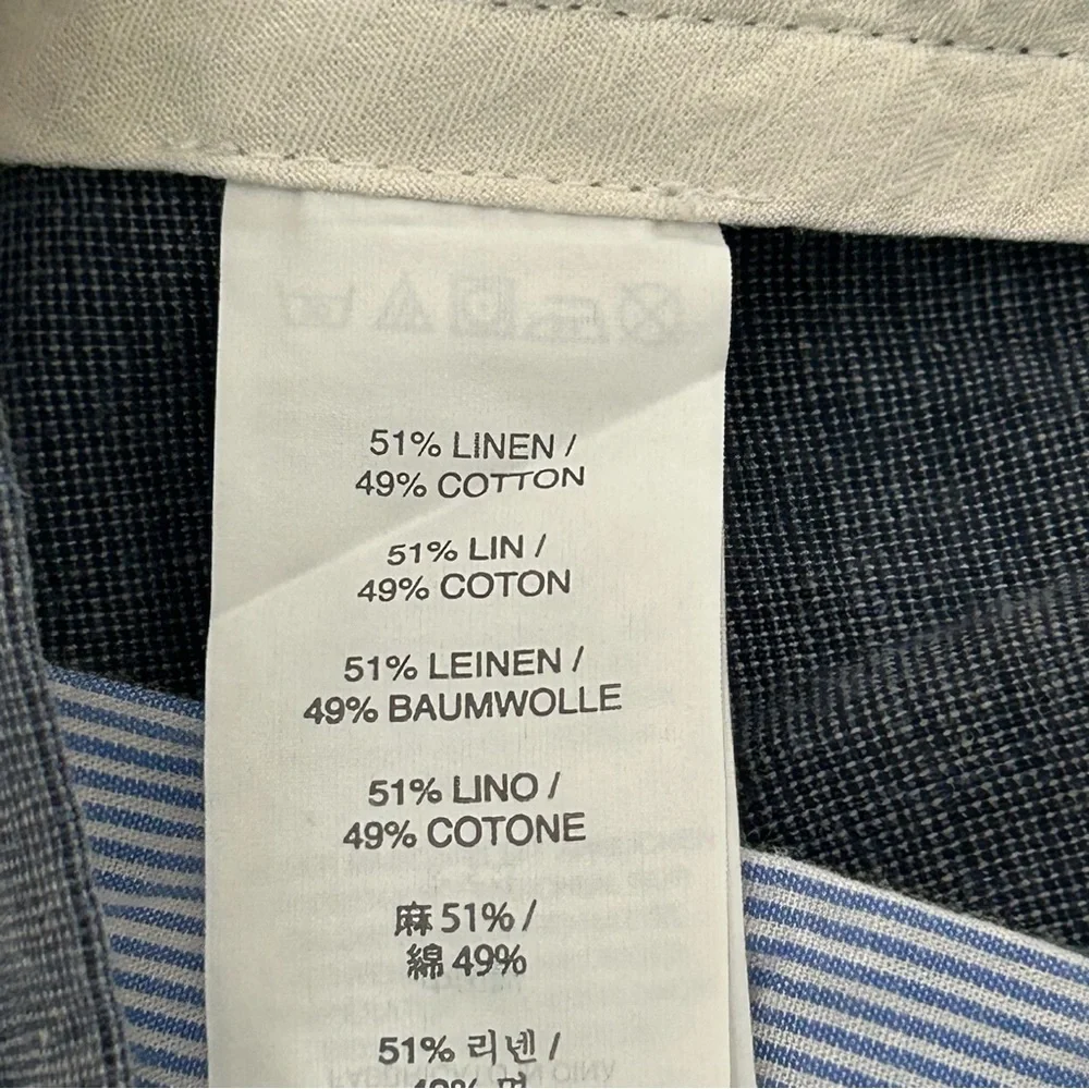 J Crew Bowery Slim Pants Mens Actual Size 30x30 Blue Linen Blend‎ Dress Slacks
